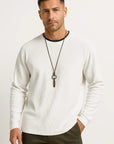 Mens Long Sleeve T-Shirt Stretchable Waffle Texture Crew Neck 2