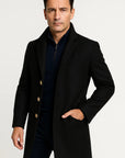 Mens Trench Coat Light Grey Tailored Mid-Length Button Front Notch Collar 4