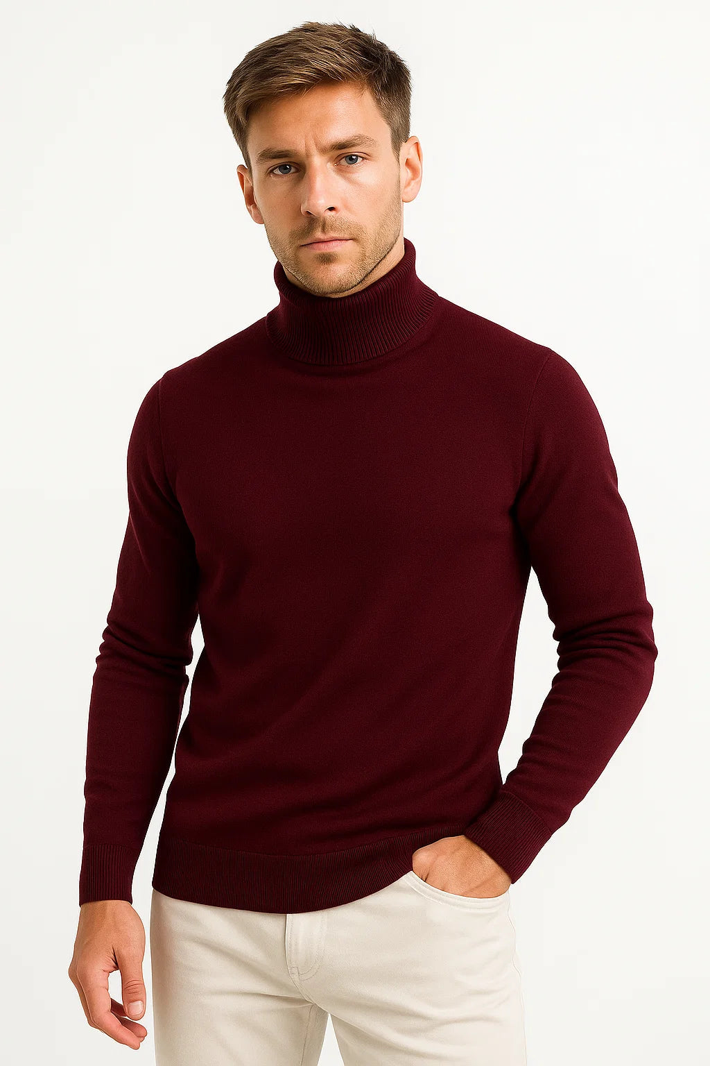 Mens Turtleneck Sweater in Virgin Wool - Classic Design, Comfortable Fit for Casual and Formal Wear 5