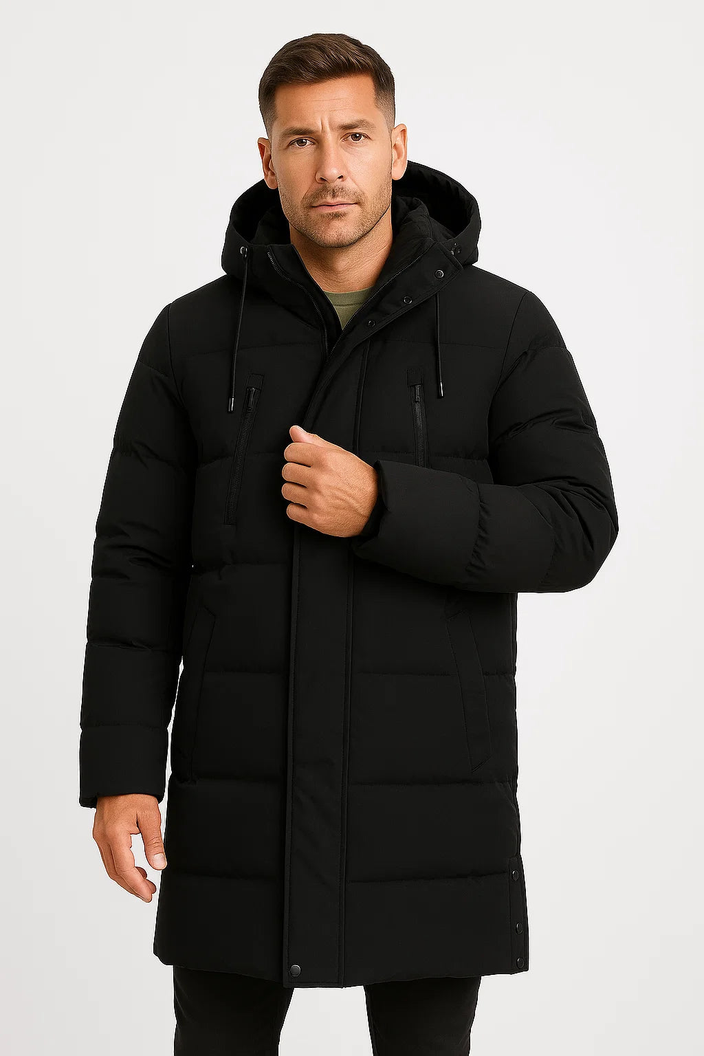 Mens Waterproof Puffer Jacket Insulated Black 1