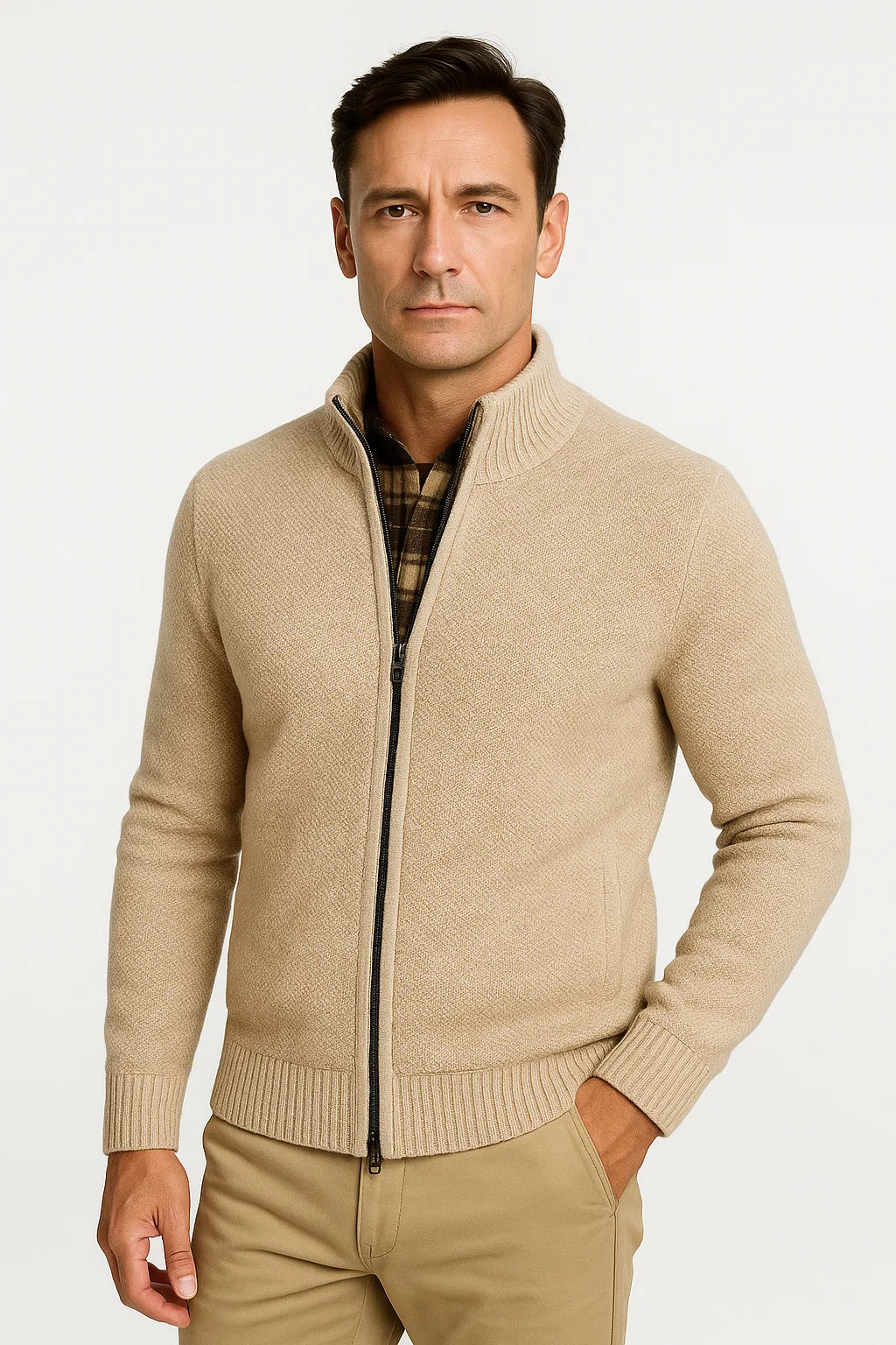 Mens Casual Vest Premium Fleece High Collar Zip Winter Wear 1