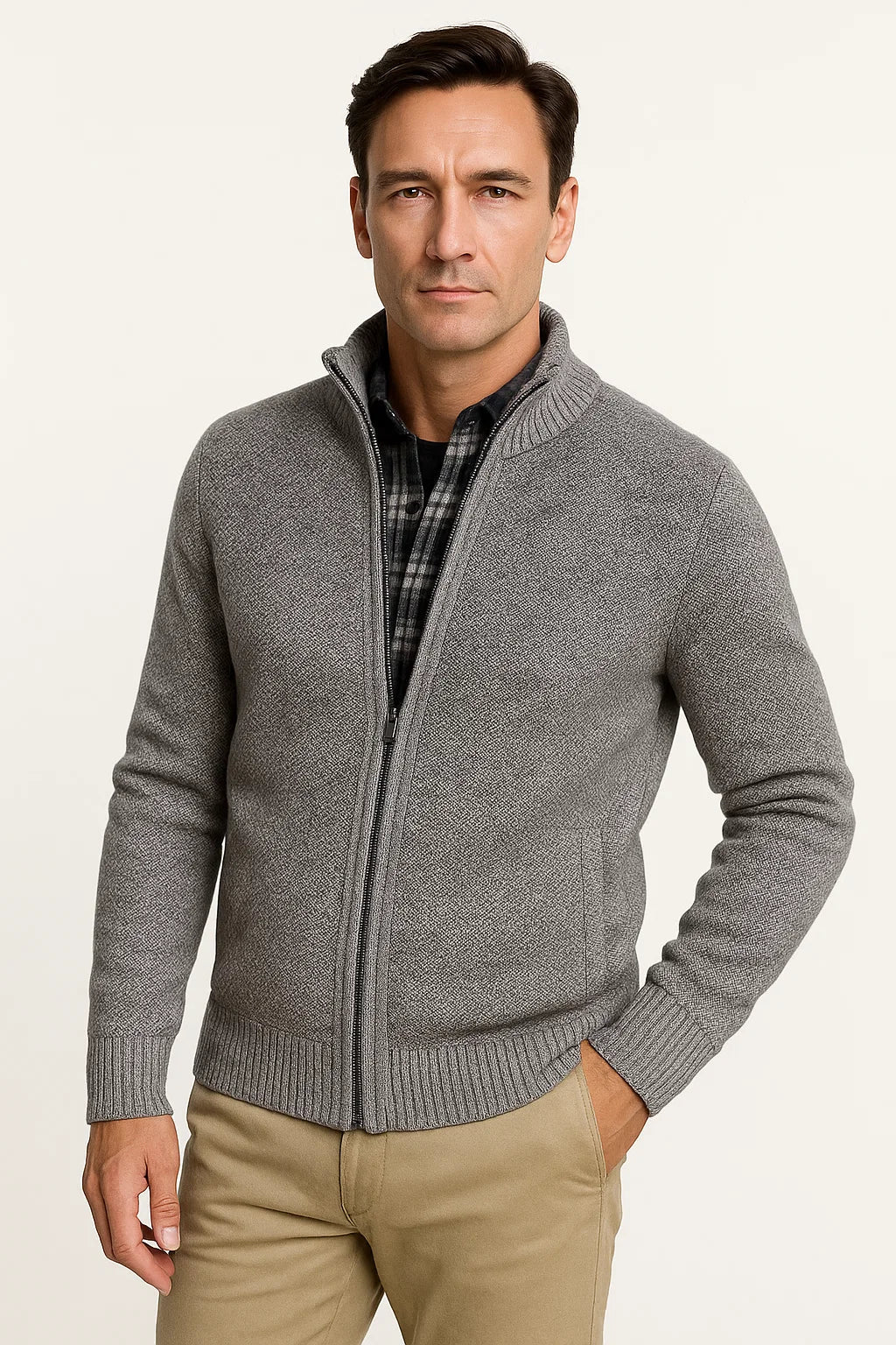 Mens Casual Vest Premium Fleece High Collar Zip Winter Wear 2