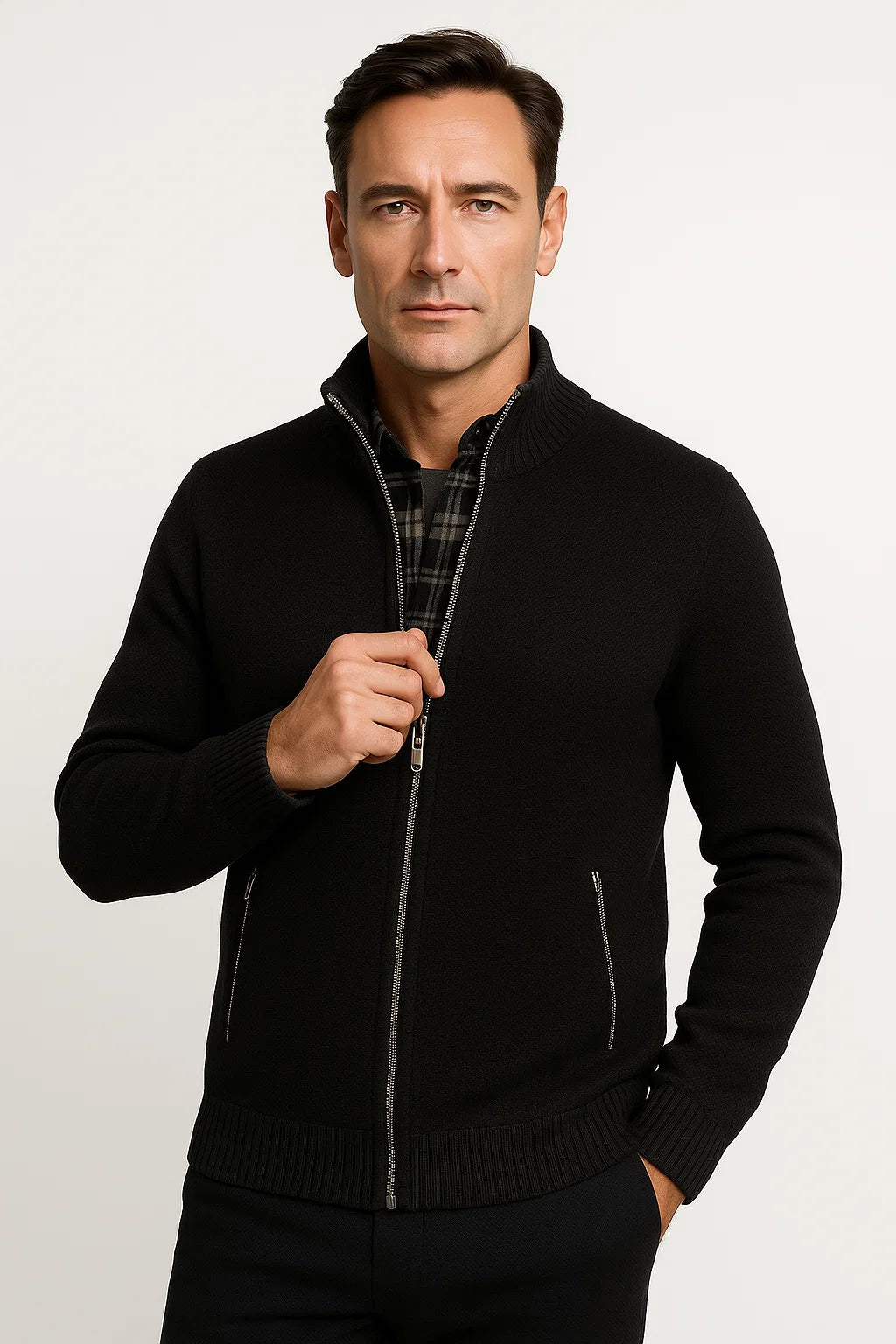 Mens Casual Vest Premium Fleece High Collar Zip Winter Wear 3