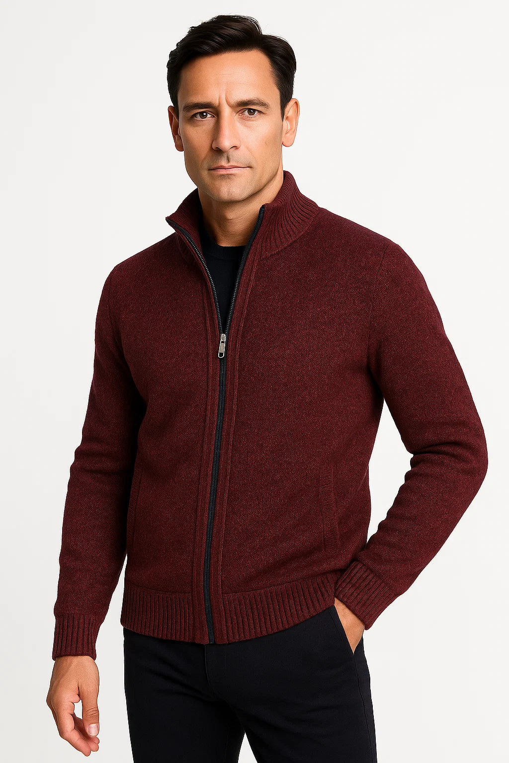 Mens Casual Vest Premium Fleece High Collar Zip Winter Wear 4