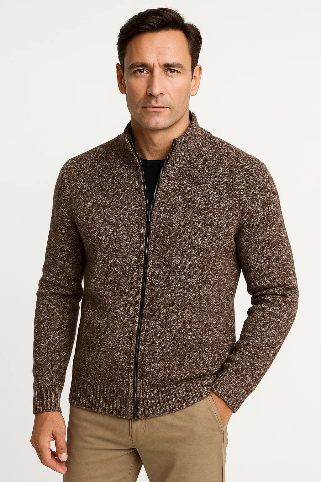 Mens Casual Vest Premium Fleece High Collar Zip Winter Wear 5