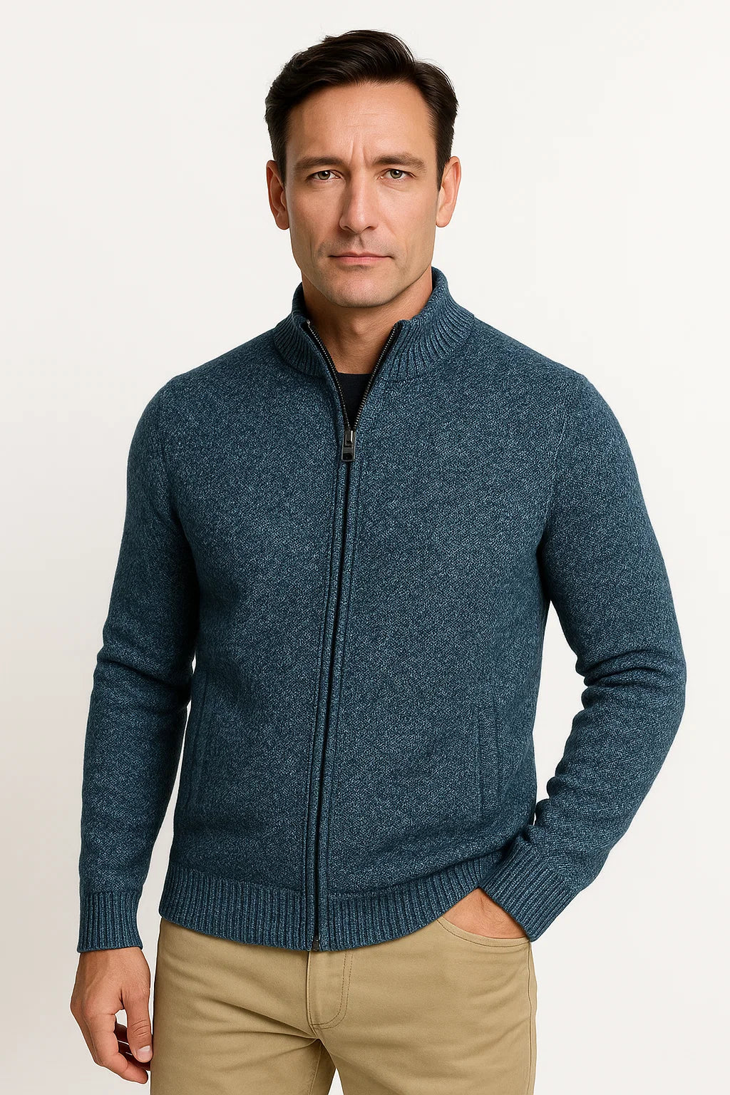 Mens Casual Vest Premium Fleece High Collar Zip Winter Wear 6