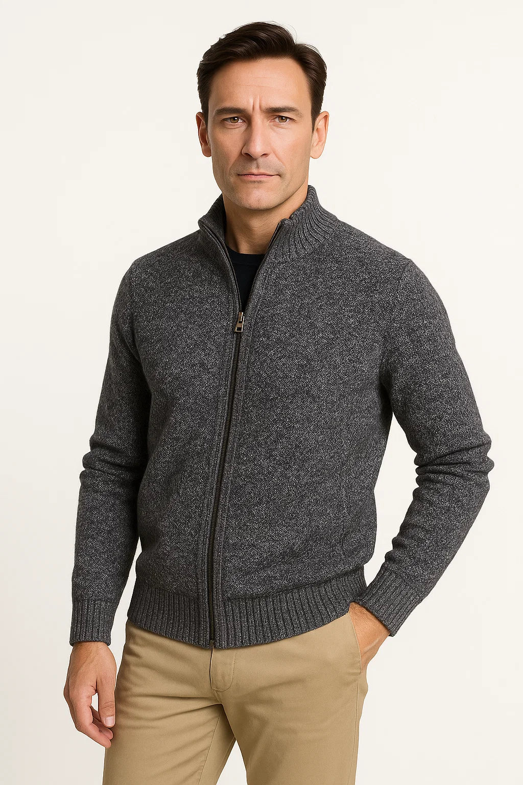 Mens Casual Vest Premium Fleece High Collar Zip Winter Wear 7