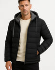 Mens Winter Jacket Lightweight Insulated with Zipper Hood Adjustable Drawstring 3