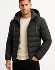 Mens Winter Jacket Lightweight Insulated with Zipper Hood Adjustable Drawstring 4
