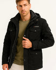 Mens Winter Jacket Army Green Fleece Thermal Hooded Jacket Casual Outdoor Jacket 3