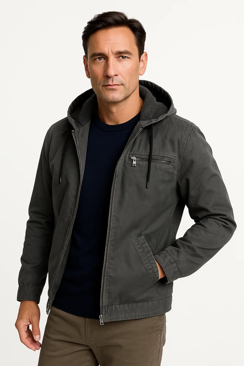 Mens Vintage Winter Jacket Brown Structured Design Comfortable Fit 4