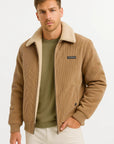 Mens Winter Jacket Grey Fleece Lined Ribbed High Collar Comfortable Stylish 1