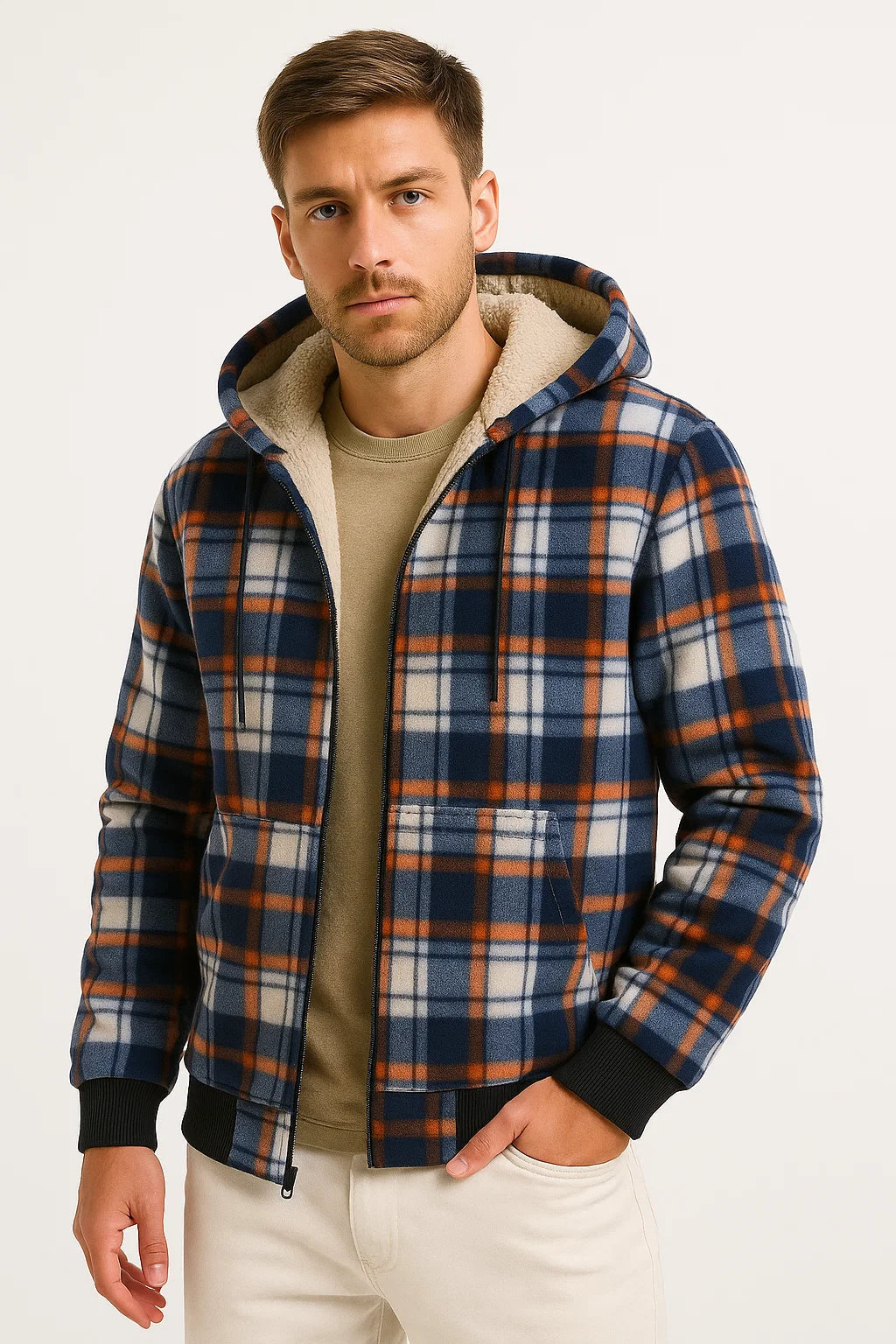 Mens Winter Jacket Black Fleece Lining Warm Insulation Casual Men 2