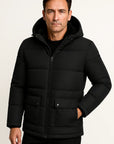 Mens Winter Jacket Black Lambswool Oversized Hooded Thick Padded Jacket 2