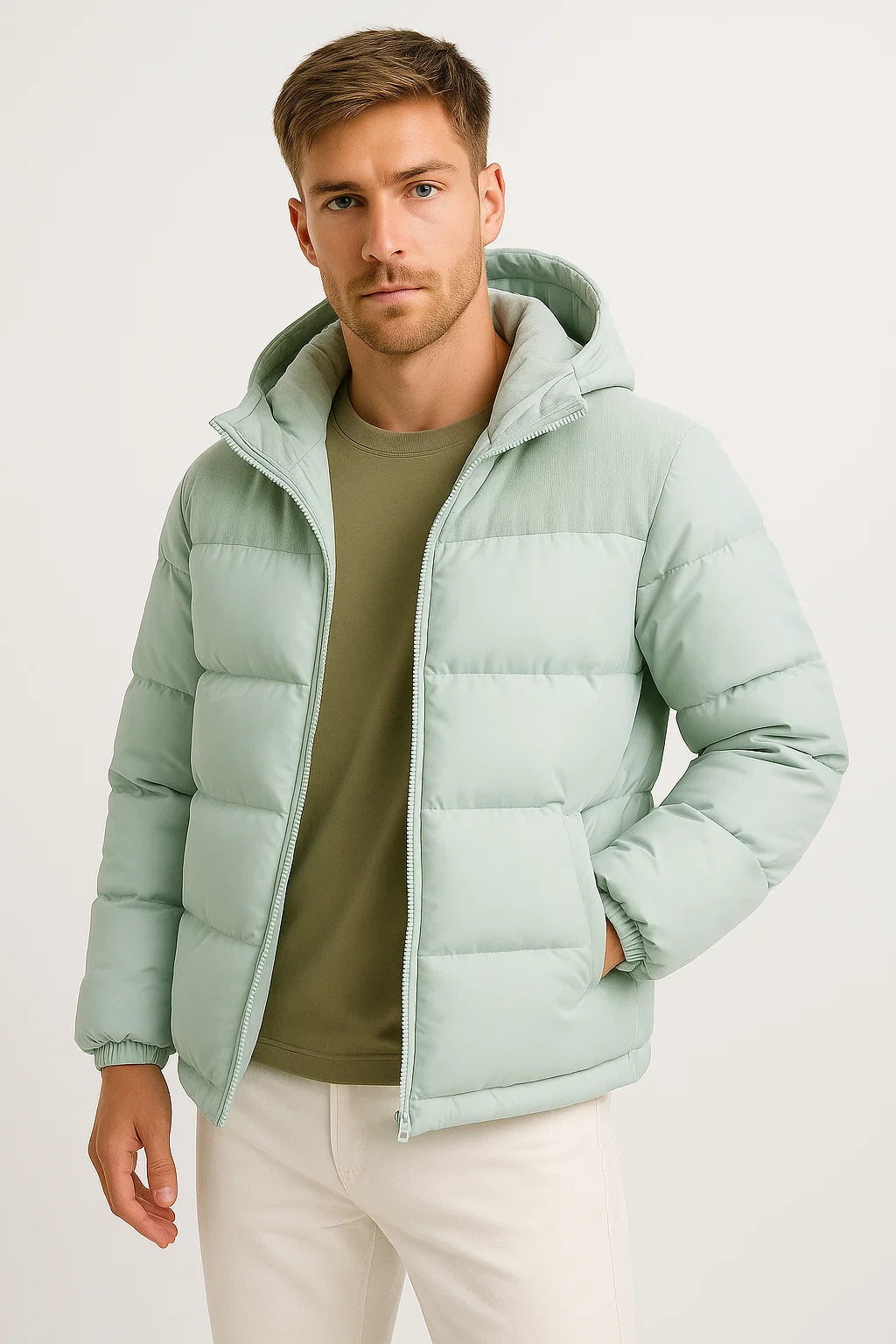 Mens Puffer Jacket Lightweight Insulated with Hood and Pockets 5
