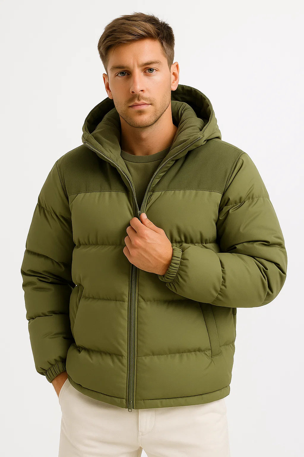 Mens Puffer Jacket Lightweight Insulated with Hood and Pockets 6