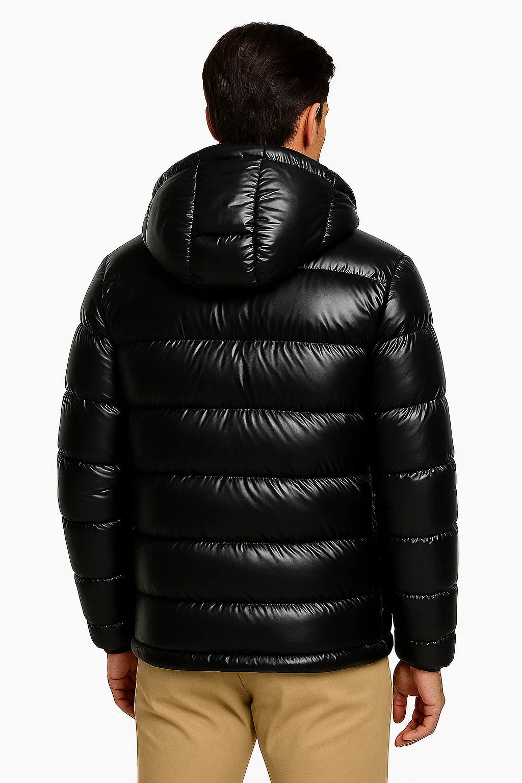 Mens Puffer Jacket Lightweight Polyester Adjustable Hood Slim Fit 2