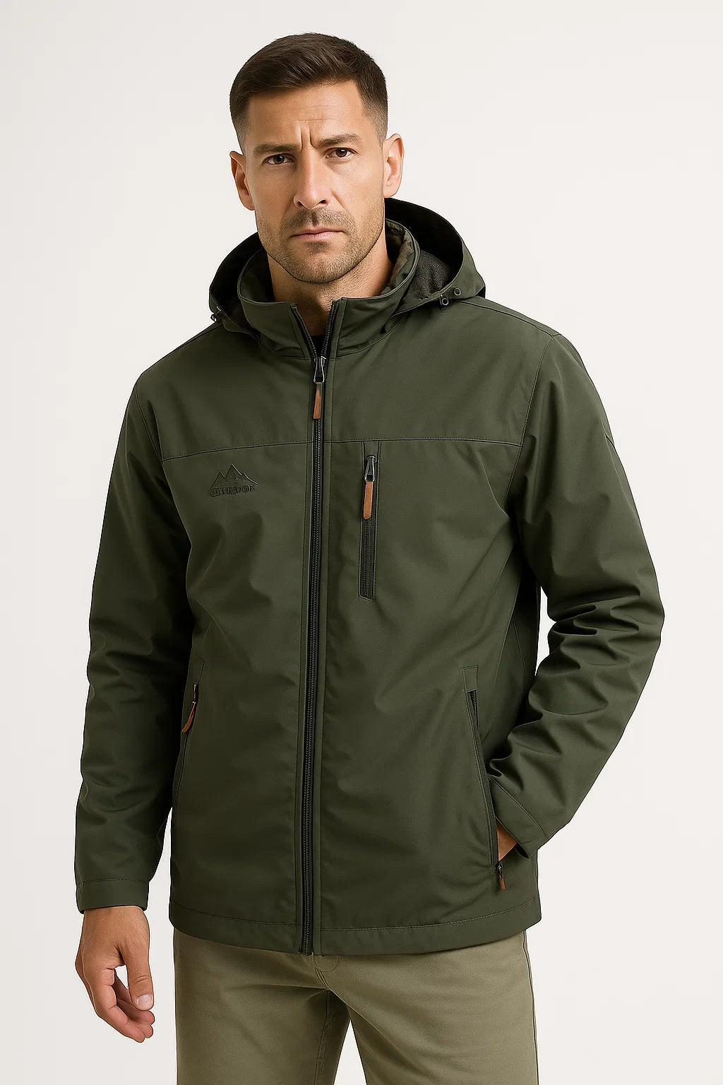 Mens Puffer Jacket Insulated Water-Resistant Nylon-Polyester with Hood 2