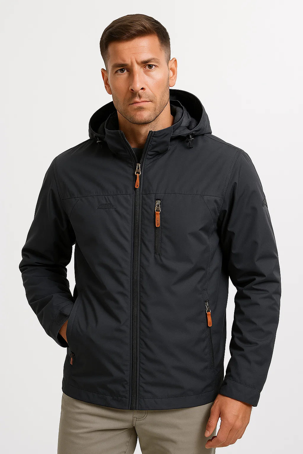 Mens Puffer Jacket Insulated Water-Resistant Nylon-Polyester with Hood 5