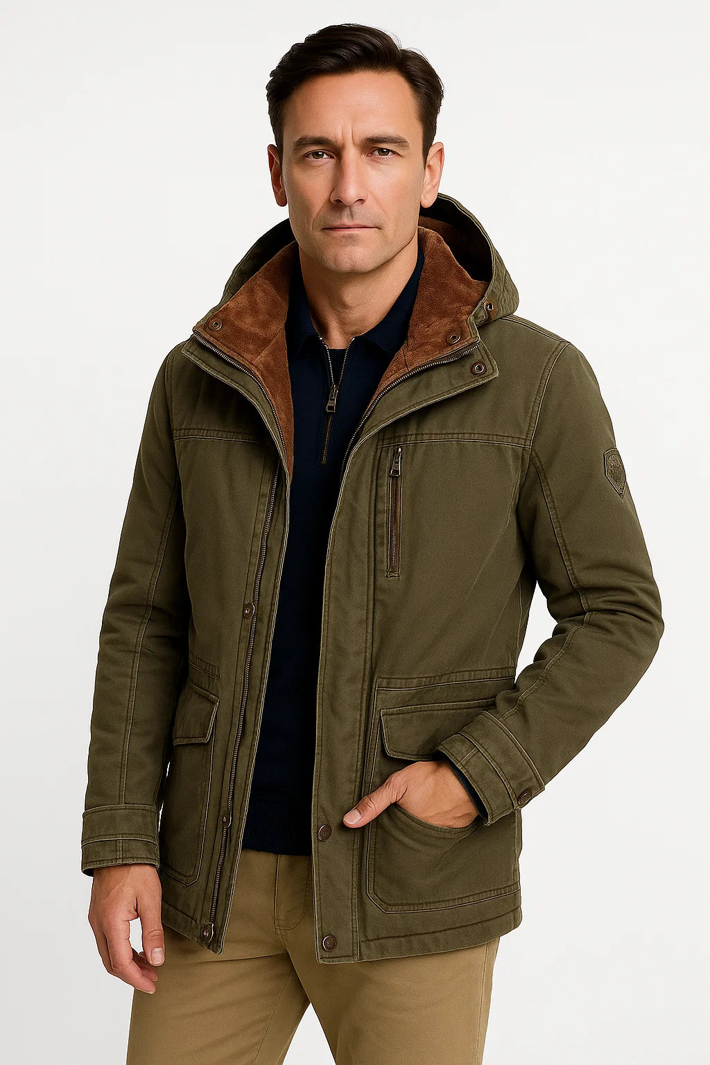 Mens Waterproof Puffer Jacket with Removable Hood 1