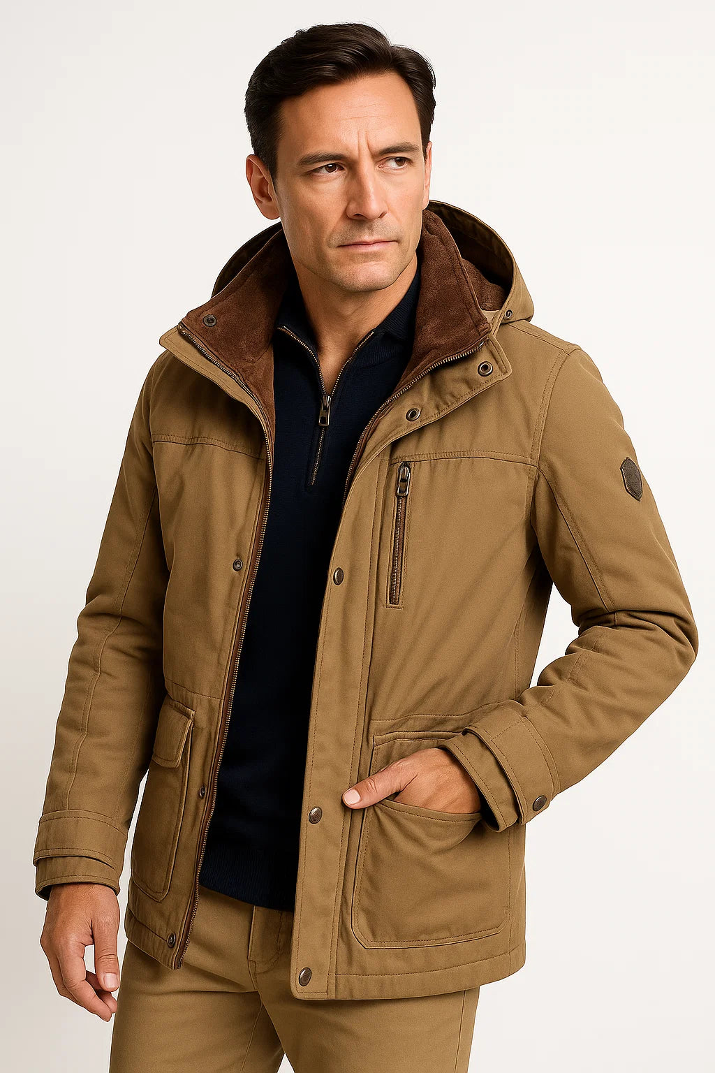 Mens Waterproof Puffer Jacket with Removable Hood 3