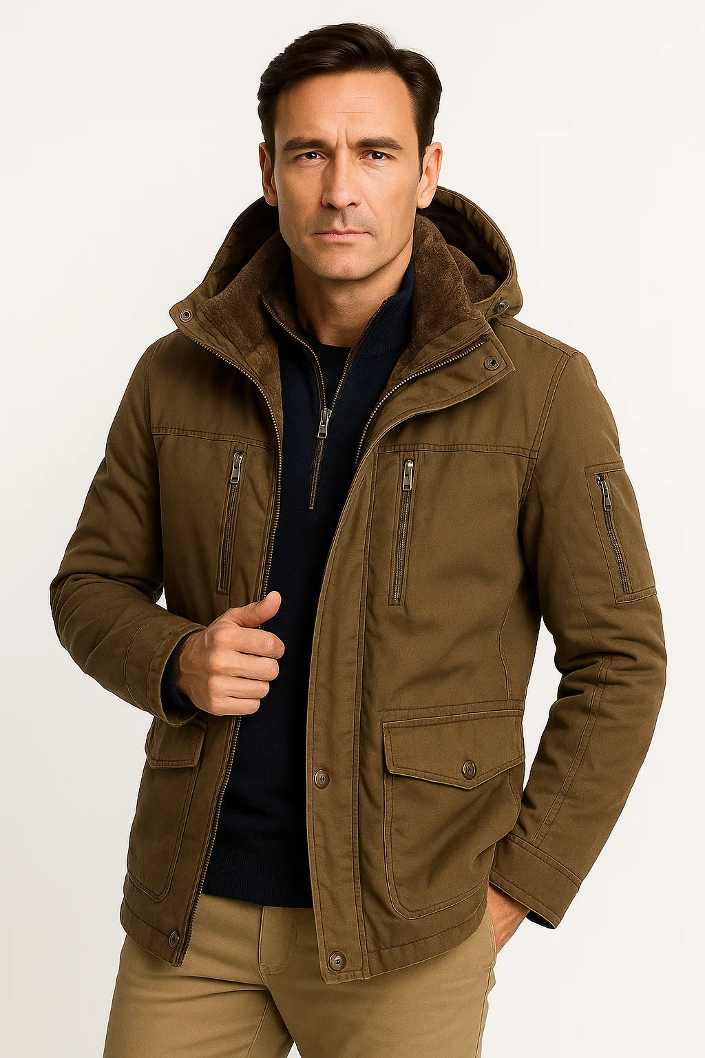 Mens Waterproof Puffer Jacket with Removable Hood 4