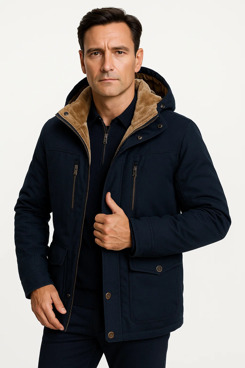 Mens Waterproof Puffer Jacket with Removable Hood 5