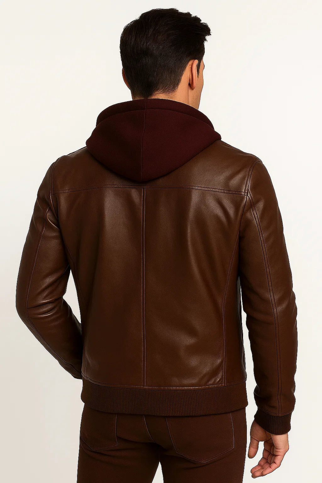 Mens Winter Jacket Waterproof Black PU Leather Removable Hood Casual Stylish 3