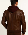Mens Winter Jacket Waterproof Black PU Leather Removable Hood Casual Stylish 3