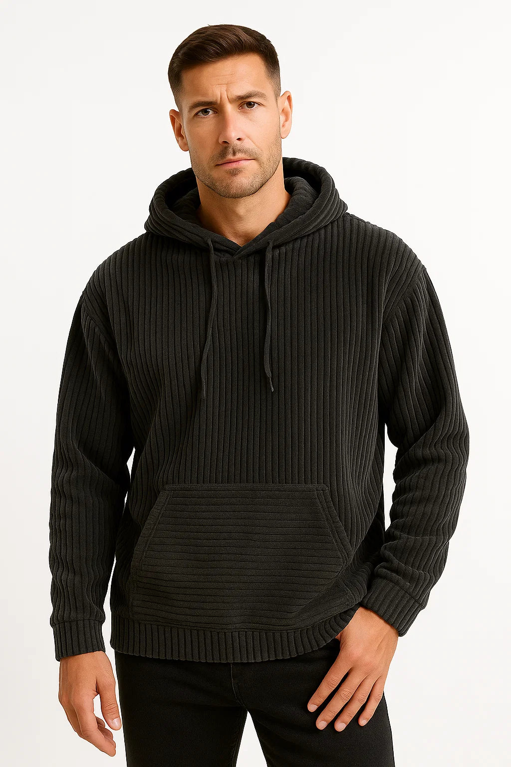 Mens Hoodie Corduroy Casual Comfortable Relaxed Fit 2