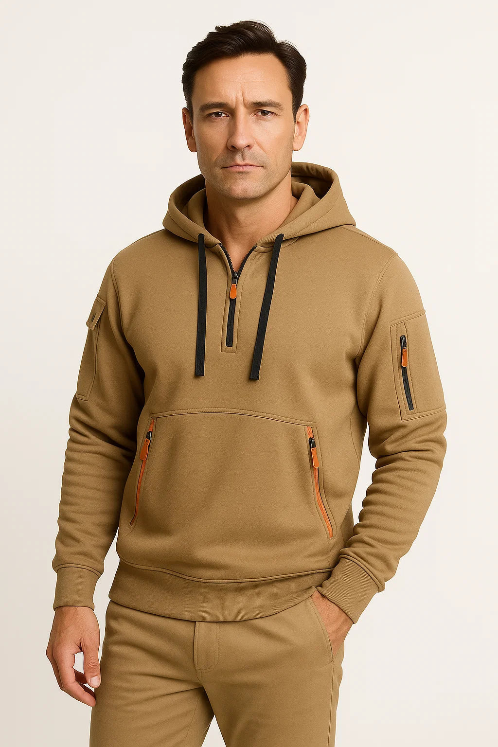 Mens Hoodie Cotton Modern Fit Utility Pockets Casual Versatile 3