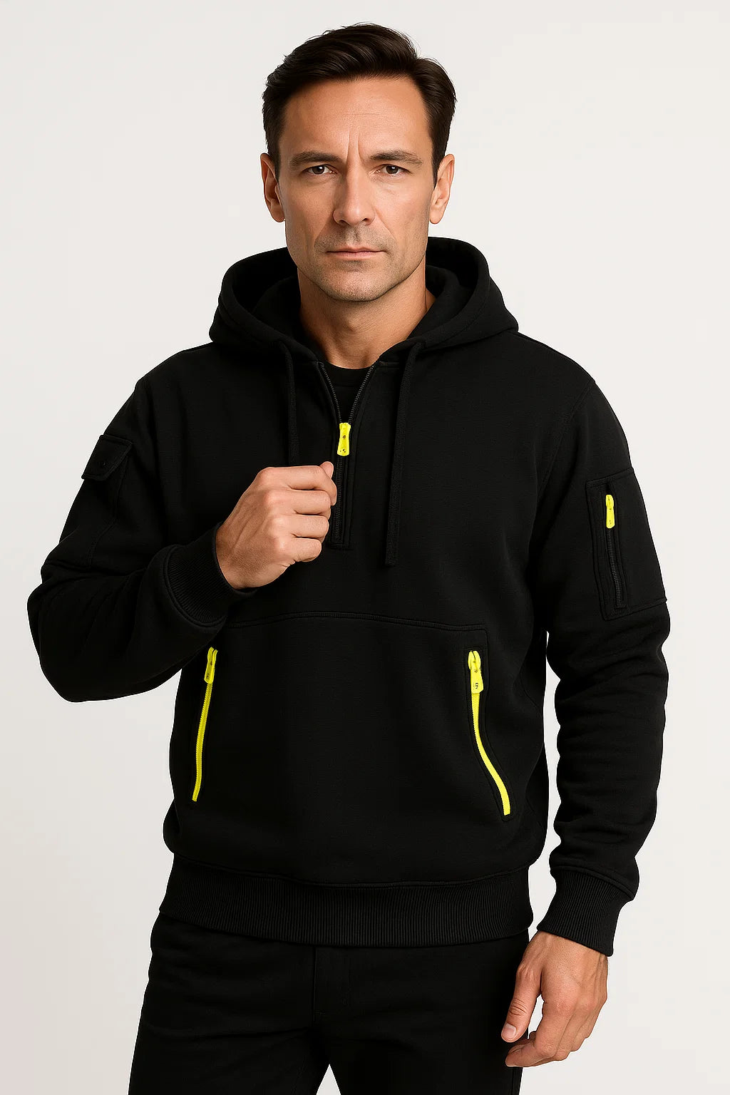 Mens Hoodie Cotton Modern Fit Utility Pockets Casual Versatile 4