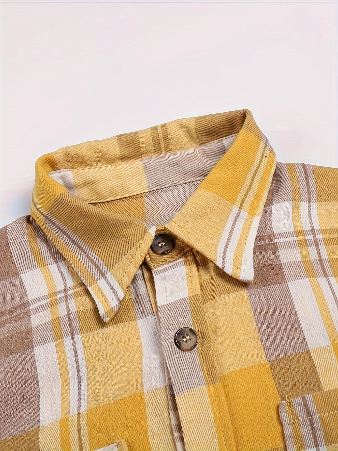 Green Plaid Blouse for Women - Long Sleeve Casual Loose Fit Polyester Top for Autumn and Winter 3