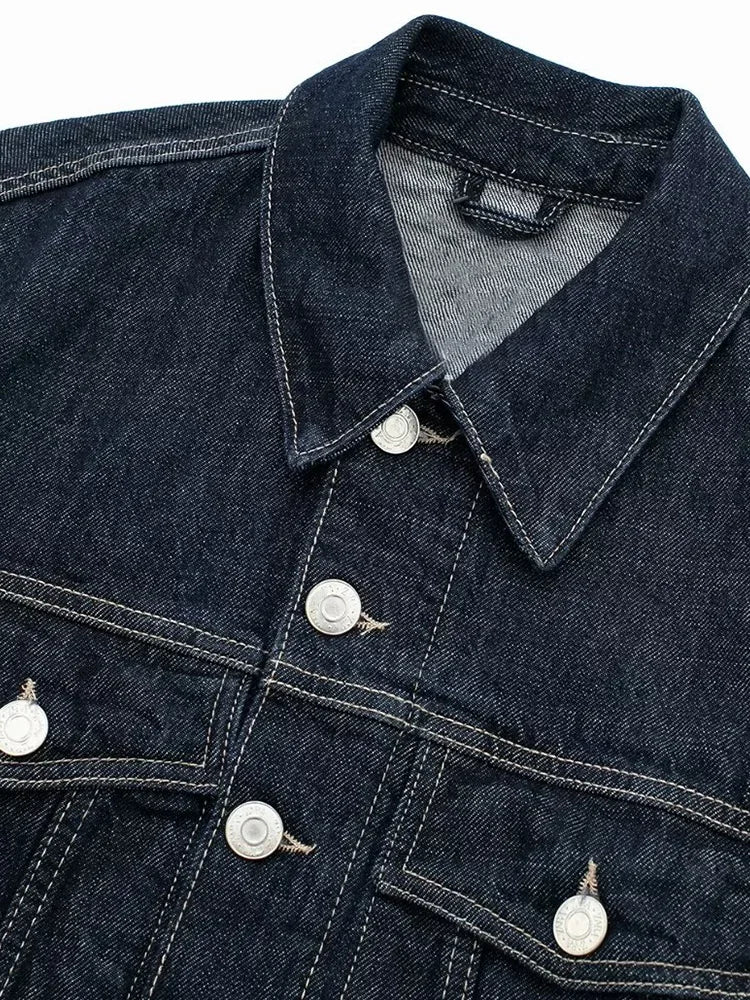 Womens Denim Jacket Blue Loose Fit Vintage With Pockets Long Sleeves Classic Collar 3