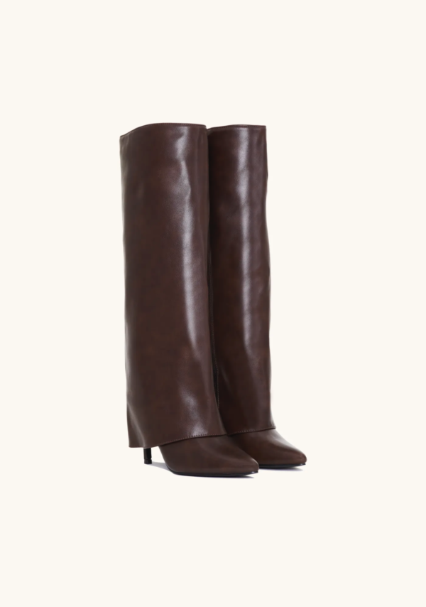 Womens Black Knee High Boots Vegan Leather 9 cm Heel with Side Zipper Elegant Design 1