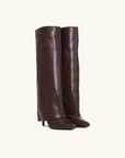 Womens Black Knee High Boots Vegan Leather 9 cm Heel with Side Zipper Elegant Design 1