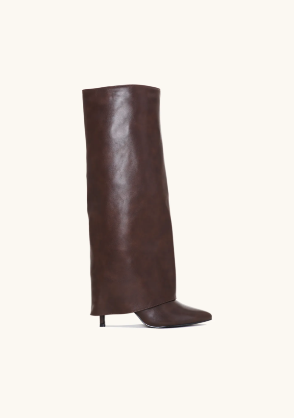 Womens Black Knee High Boots Vegan Leather 9 cm Heel with Side Zipper Elegant Design 2
