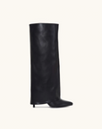 Womens Black Knee High Boots Vegan Leather 9 cm Heel with Side Zipper Elegant Design 4