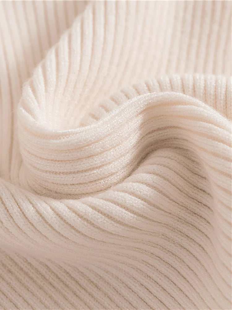 Womens Turtleneck Sweater Beige Cashmere Soft Knit Pullover 2