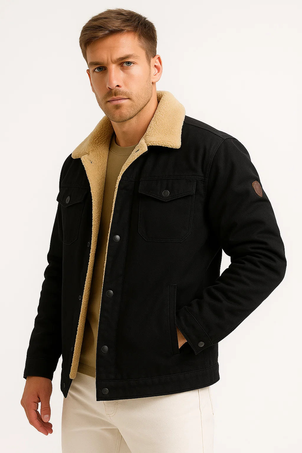 Men's Winter Jacket, Windproof Polyester Bomber with Soft Wool Lining and Multiple Pockets - Warm and Stylish for Cold Weather 4