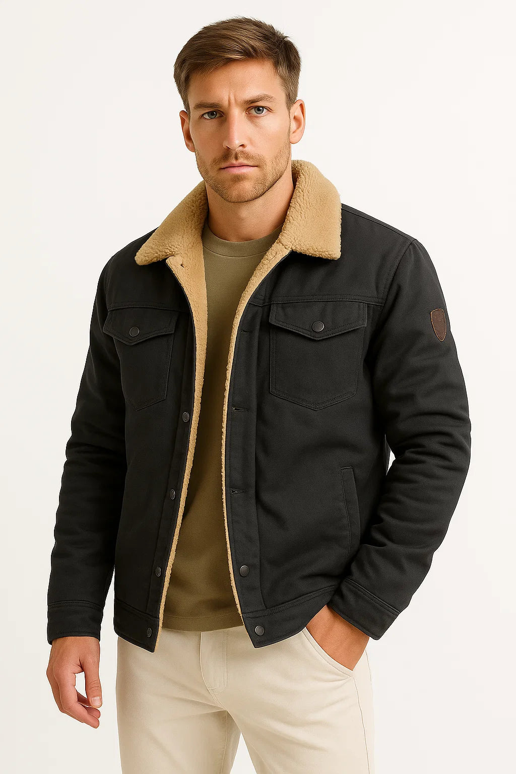 Men's Winter Jacket, Windproof Polyester Bomber with Soft Wool Lining and Multiple Pockets - Warm and Stylish for Cold Weather 5