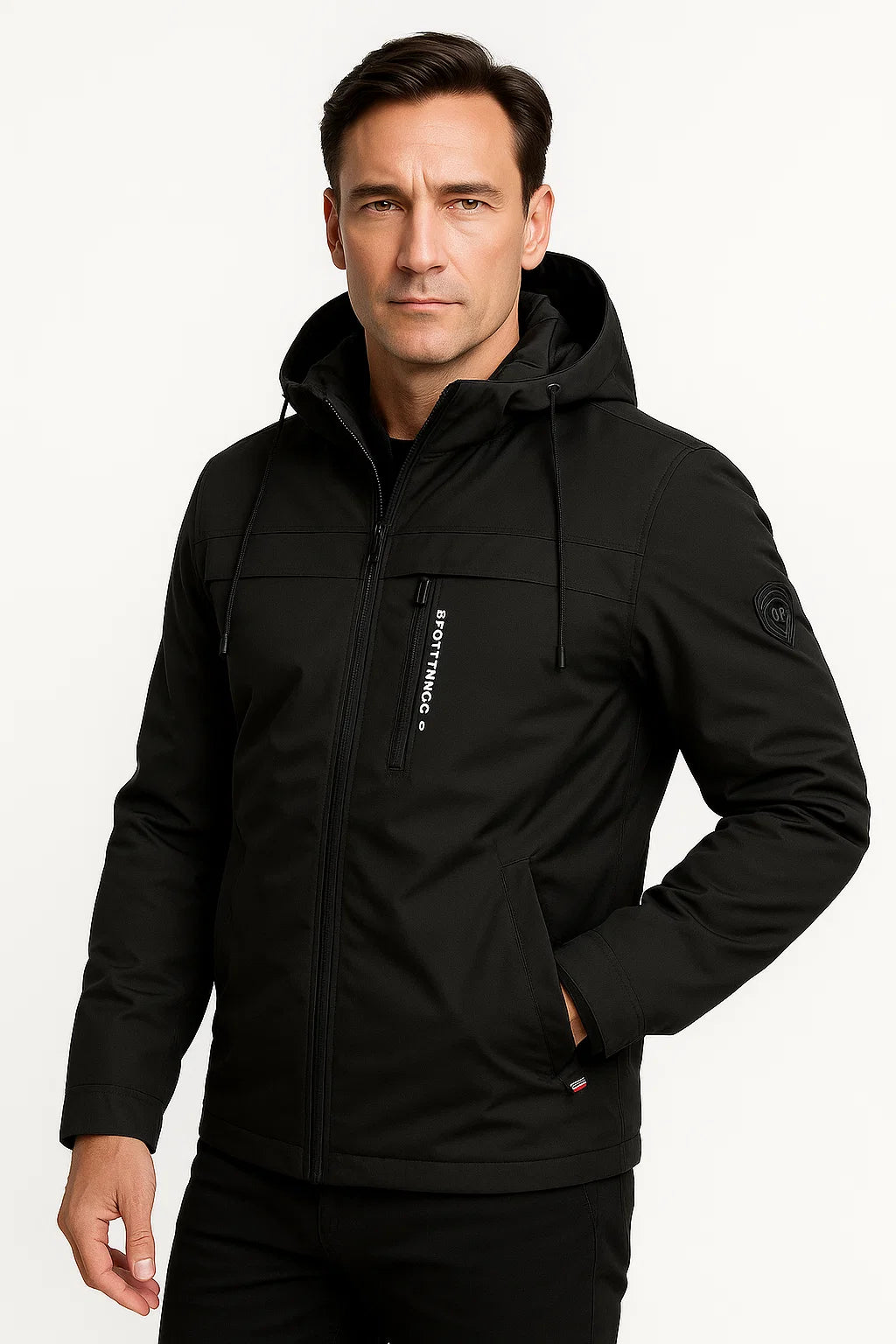 Mens Fleece Jacket Durable Material Dark Blue Sporty Design 3