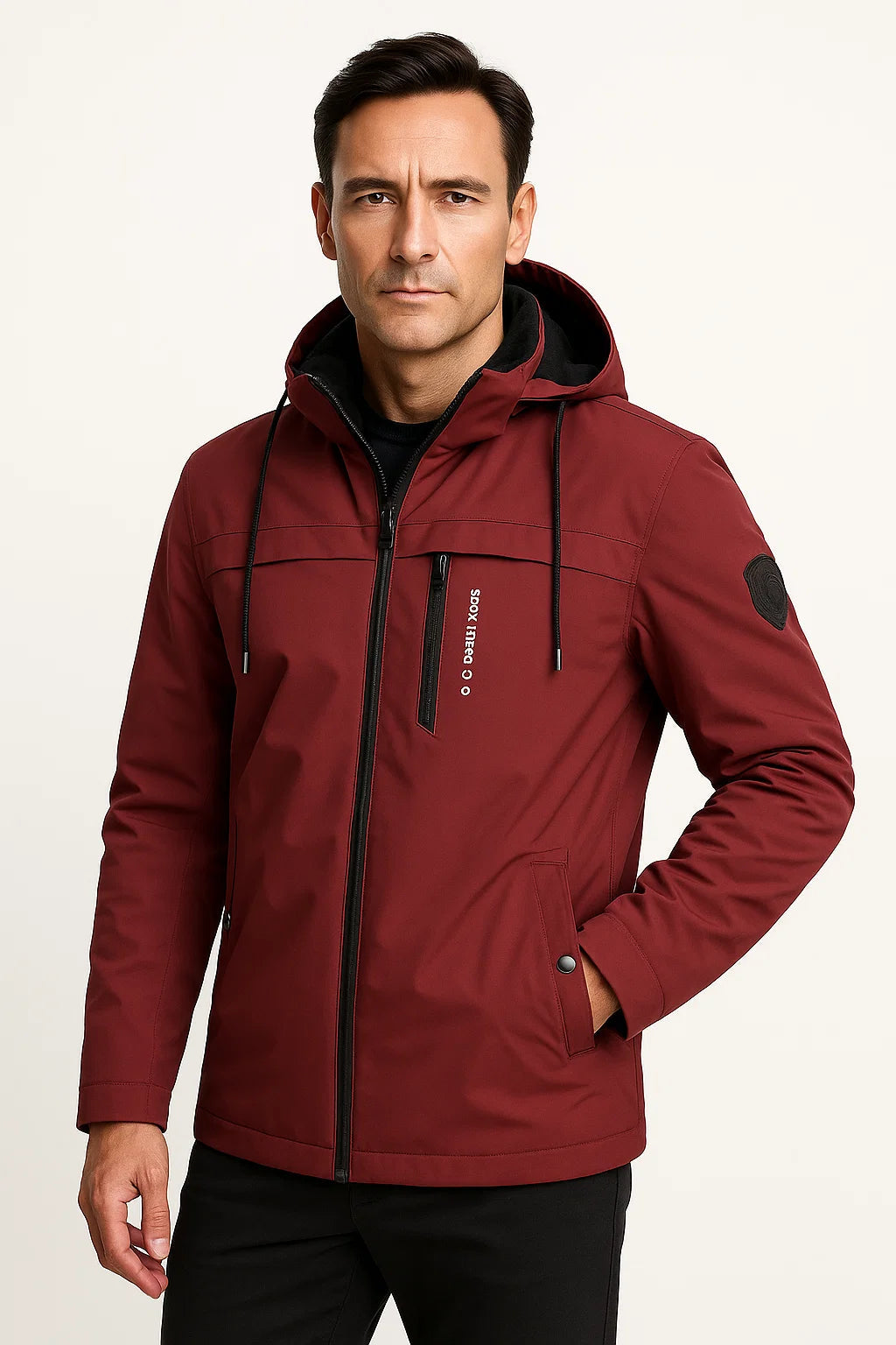 Mens Fleece Jacket Durable Material Dark Blue Sporty Design 5
