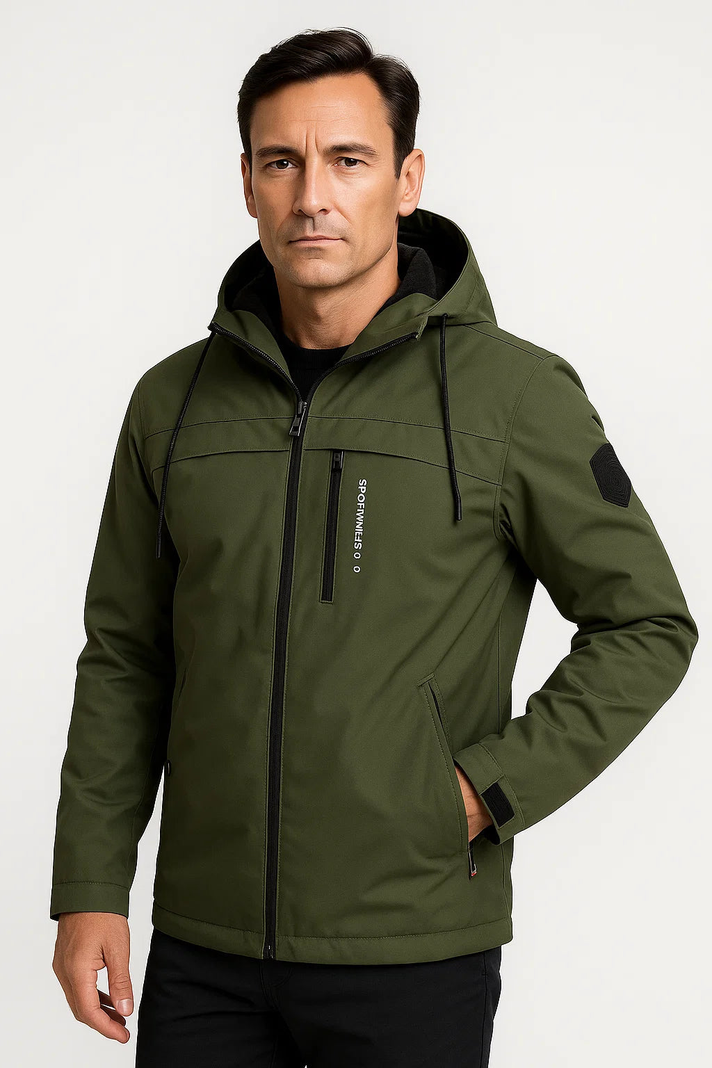 Mens Fleece Jacket Durable Material Dark Blue Sporty Design 6