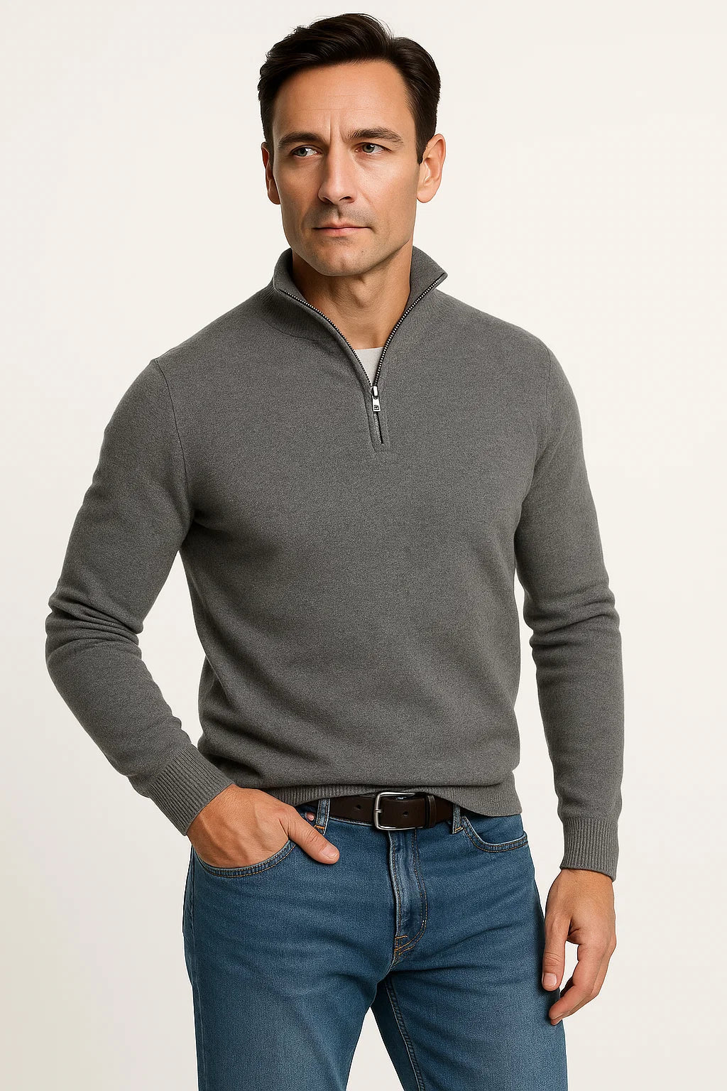 Mens Half Zip Sweater Soft Knit Casual Comfort Design 1