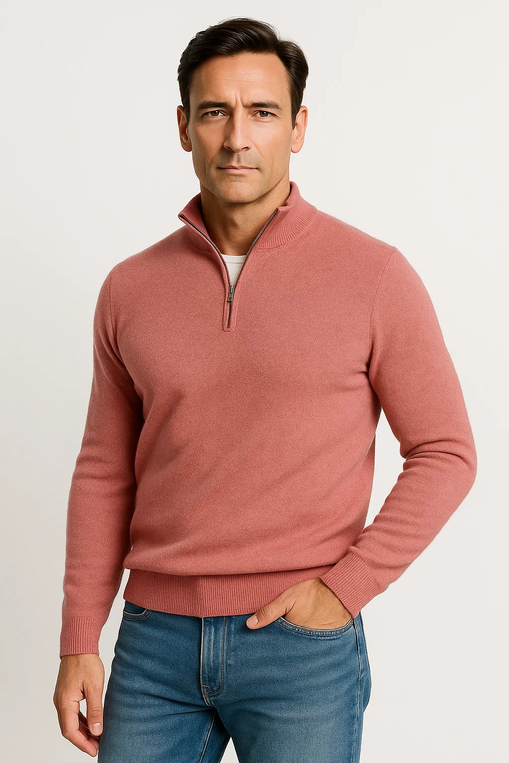 Mens Half Zip Sweater Soft Knit Casual Comfort Design 4