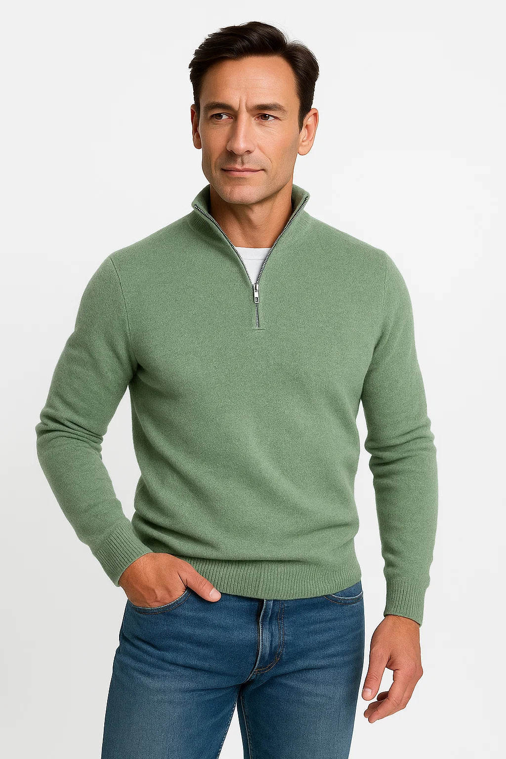 Mens Half Zip Sweater Soft Knit Casual Comfort Design 5