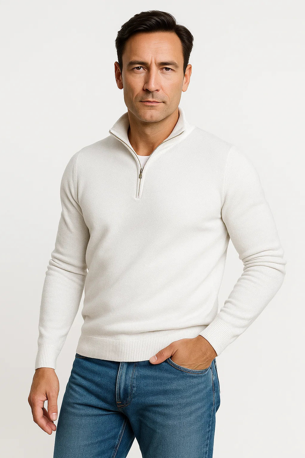 Mens Half Zip Sweater Soft Knit Casual Comfort Design 6