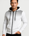 Mens Hoodie Light Blue Polka Dot Fleece Casual with Zipper 1