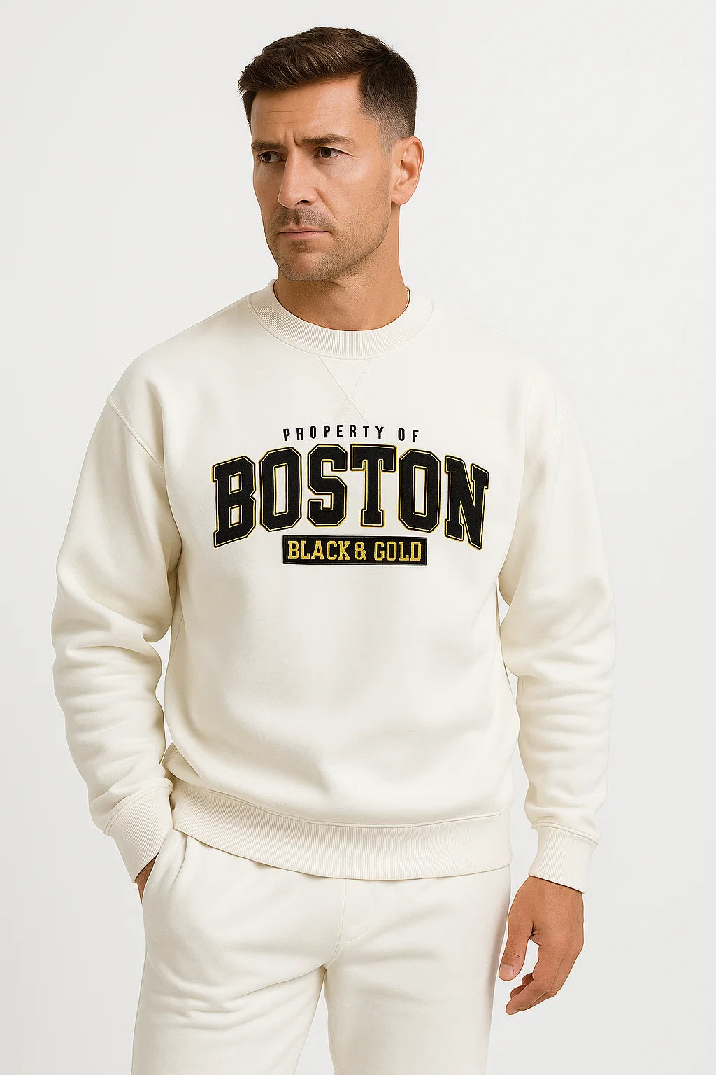 Mens Sweatshirt Cotton Blend Casual Crew Neck Ribbed Cuffs Comfort 2